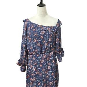 Collective Concepts Maxi Blouson Dress Elastic Waist Ruffle Multicolor W L NWOT